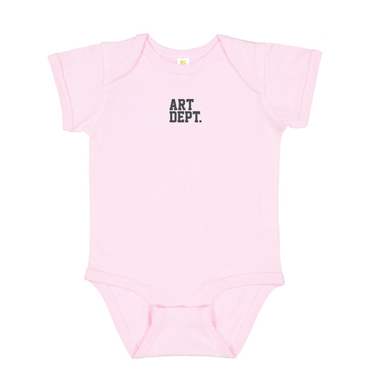 Art Dept. Dark Gray Embroidery Logo Pink Girl Bodysuit