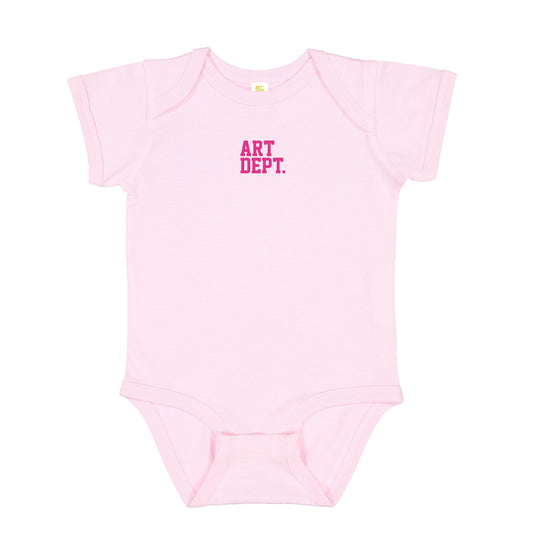 Art Dept. Bright Pink Embroidery Logo Pink Girl Bodysuit